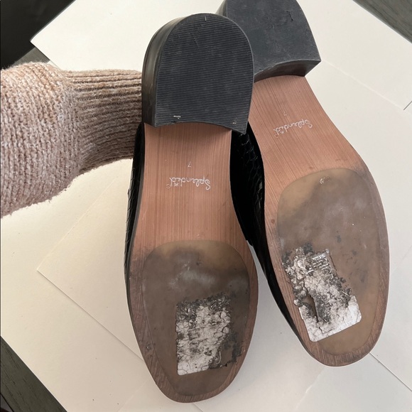 SPLENDID Dora Croc-Embossed Penny Loafer Mules Size 7 Black - Picture 6 of 6